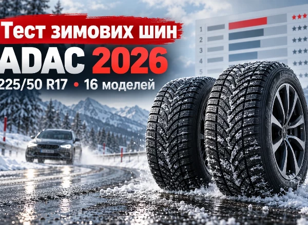 Тест зимових шин ADAC 2026 у розмірі 225/50 R17: 16 моделей і лише чотири з оцінкою «добре»
