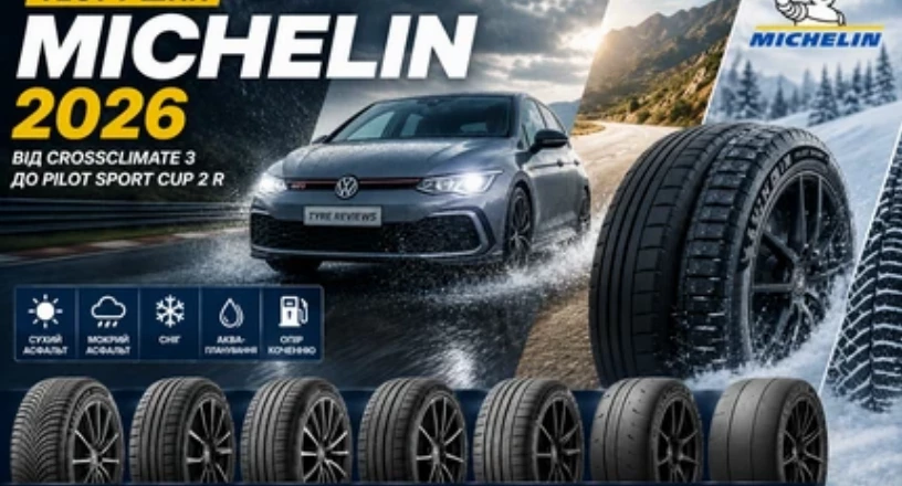  Тест Michelin 2026: CrossClimate 3, Primacy 5,     Pilot Sport 5, Pilot Sport 4 S та Cup 2